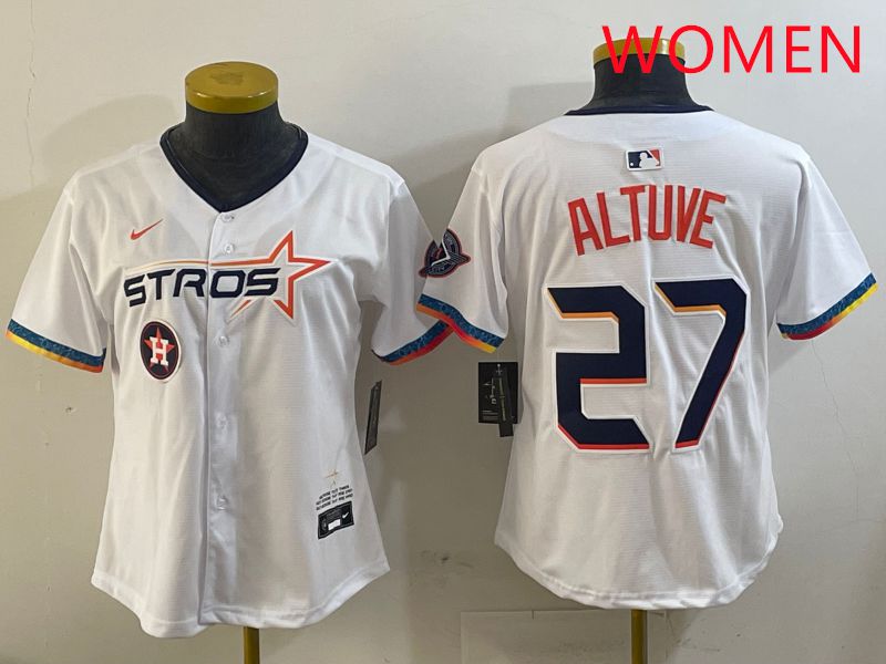 Women Houston Astros #27 Altuve White Fourth generation Joint Name 2025 Nike MLB Jersey style 7->women mlb jersey->Women Jersey